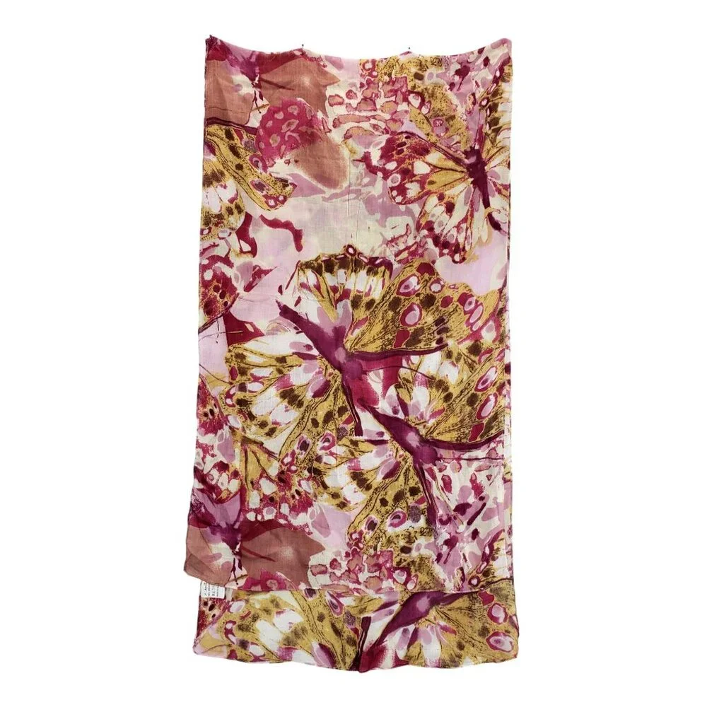 Pink Butterfly Watercolor Scarf by J Francis 70.5